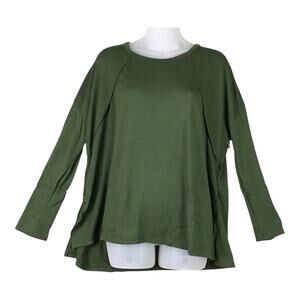 Forgotten Grace Women’s Tee Green High Low Hem Raw Edge Top Size M NWOT